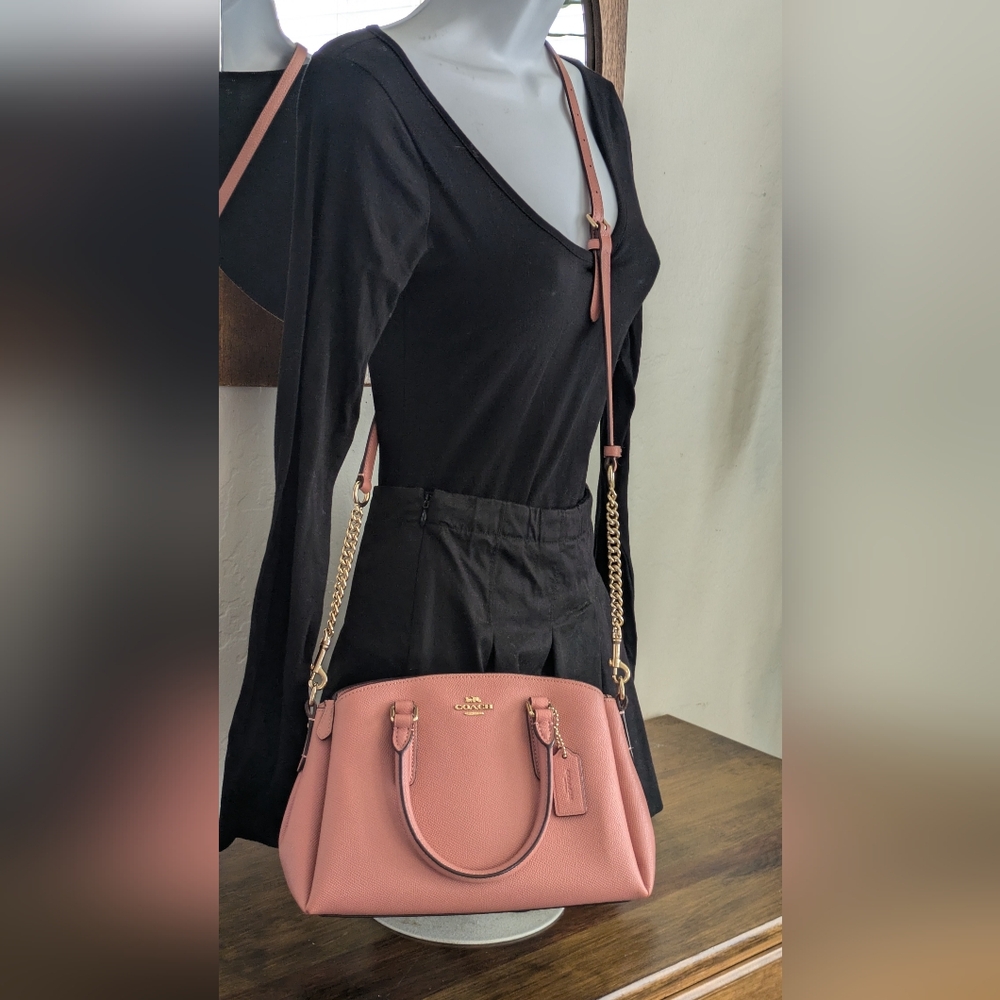 Elegant Pink Leather Chain Strap